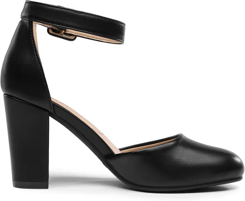 Vista 4 de DREAM PAIRS - Zapatos de tacón alto y grueso para mujer, con puntera cerrada para bodas