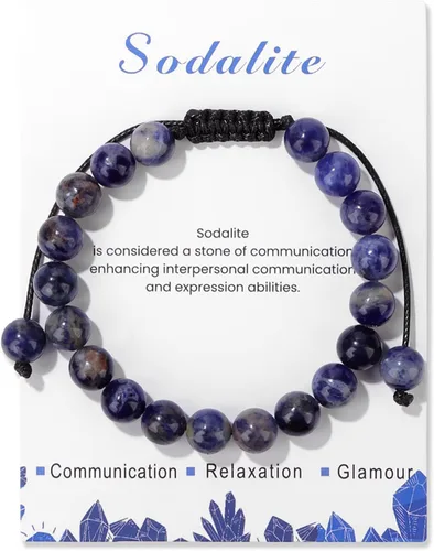 Vista 11 de Pulsera de cristal curativo para mujer de 8 mm de piedra natural con cuentas de cristal engarzadas, pulsera ajustable de gemas hecha a mano, joyería