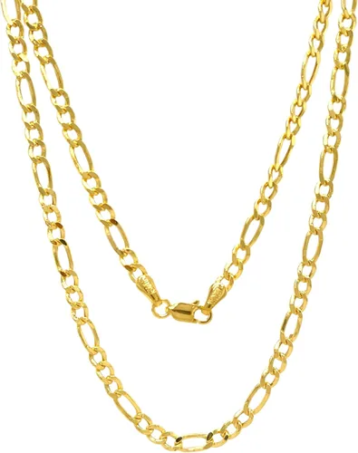 JEWELHEART Cadena Figaro de oro real de 14 quilates 0.096 in, 0.124 in, 0.161 in, 0.201 in, 0.224 in, collar de eslabones cubanos de corte de