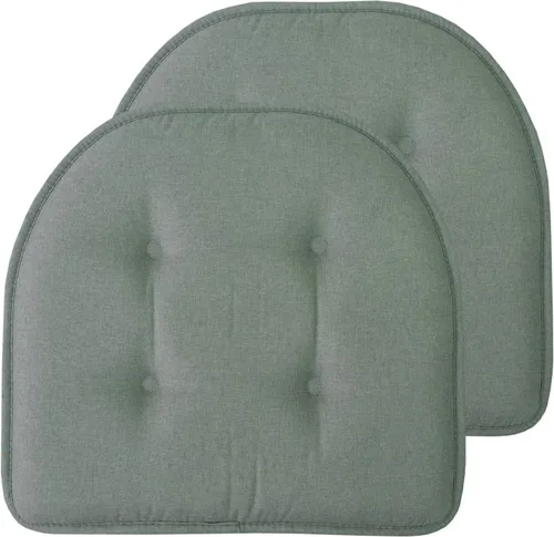 Vista 135 de Sweet Home Collection - Cojín de asiento de espuma viscoelástica y respaldo de caucho antideslizante con capitoné para silla, cojín en U, 17x16 Gris