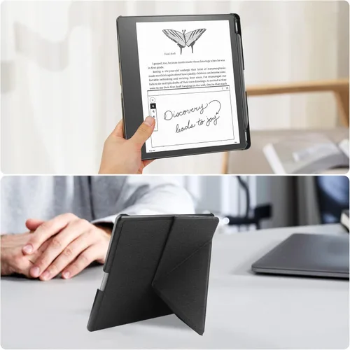 Vista 7 de Miimall Funda compatible con Kindle Scribe 2022, piel sintética de alta calidad, con función de encendido/apagado automático y múltiples ángulos