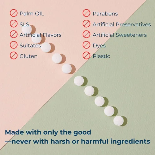 Vista 3 de Smile More - Tabletas de pasta de dientes con flúor, anticaries y veganas, cero residuos, ecológicas, aptas para viajes, repuesto de suministro de 1