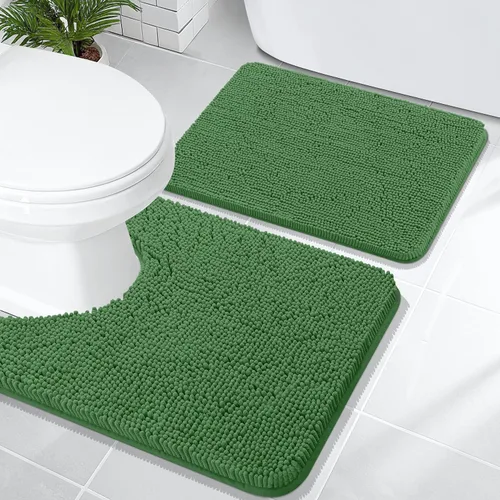 Vista 110 de OLANLY Juego de 2 alfombras de baño de felpilla suave y absorbente, antideslizantes, de secado rápido, lavables a máquina, accesorios de decoración