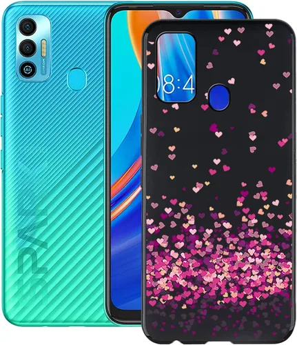 Funda para Tecno Spark 7T, KJYF Black a prueba de golpes, funda de protección contra caídas de 360° de cuerpo completo, funda de silicona suave