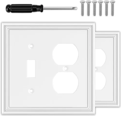 Vista 16 de Cubiertas Decorativas Blancas para Interruptores de Luz Combinados, Placa de Pared, Material Natural, Cubiertas de Salida de Placa de Interruptor
