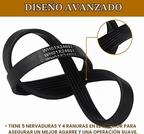 Vista 4 de WH01X24697 Correa de transmisión de lavadora compatible con GE, lavadora de ropa Hotpoint, piezas de repuesto AP6037512, 4585709, PS11767488