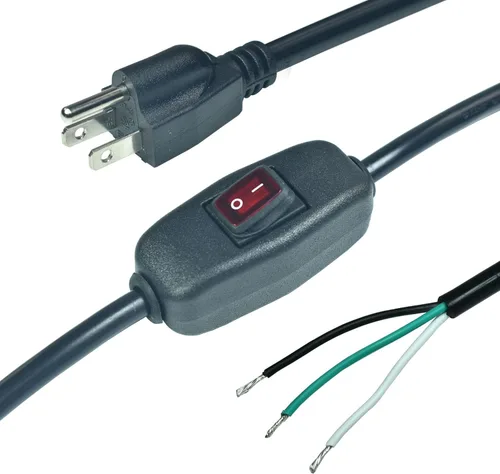 Vista 5 de Cable Powe de repuesto resistente de calibre 18 de 6 pies con interruptor de encendido/apagado de luz indicadora verde, 10A125V 18AWG blanco
