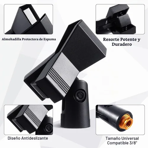 Vista 3 de 4 clips de micrófono con 4 adaptadores ajustables, clip