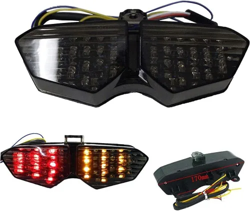 Vista 2 de MZS Motorcycle Tail Light Turn Signal LED Integrated Blinker Smoke Compatible with YZF R6 YZF-R6 2003-2005 / R6S 2006-2009