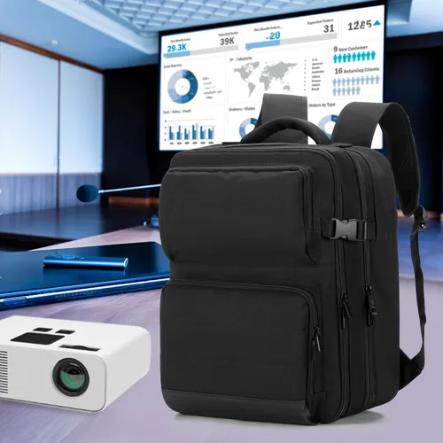 Vista 7 de LUXJA Mochila para proyector con funda para laptop de 15.6 pulgadas, bolsa para proyector con 2 compartimentos grandes
