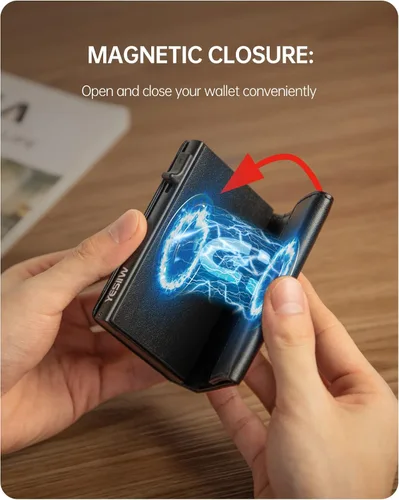 Vista 4 de YESIIW Airtag Wallet For Men - Smart Walle For Men,Leather Smart Air Tag Wallet With Banknote Compartment (No Airtag Included)