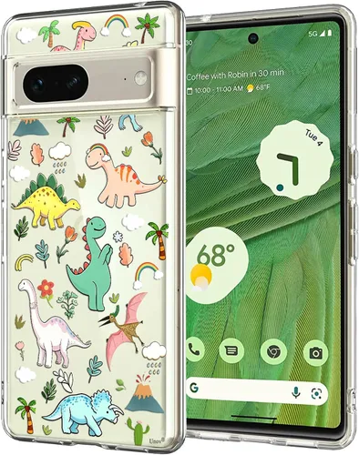 Vista 13 de Unov Funda para Pixel 7, transparente con diseño en relieve, suave, gato Gato negro