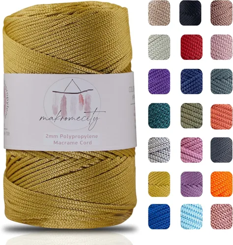 Vista 46 de Makromecity, Cordón de macramé de poliéster de 2 mm x 250 yardas (750 pies) Cordón de macramé de 2 mm de polipropileno para arte y manualidades