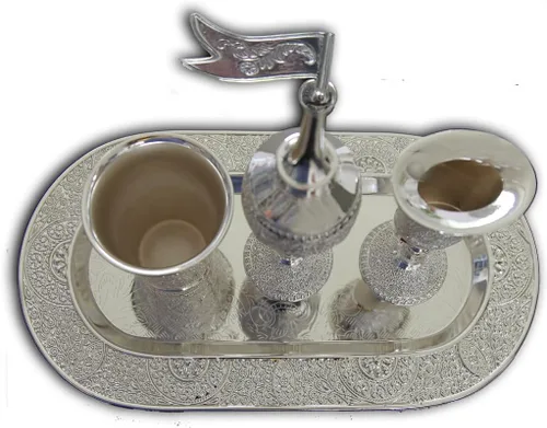 Vista 2 de Juego Havdalah de 4 piezas con diseño de filigrana chapada en plata