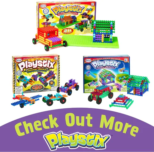Vista 6 de POPULAR PLAYTHINGS Playstix, juego de iniciación de 80 piezas, kit de palos