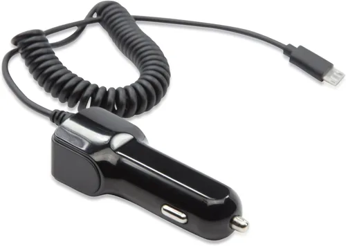 Vista 3 de BoxWave Cargador de coche compatible con Garmin RV 890 - Cargador de coche Plus, con puerto USB adicional y cable integrado - Negro