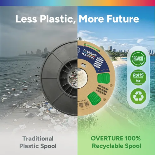 Vista 5 de Overture PLA Plus (PLA+) Filamento de 1/16 pulgadas, dureza mejorada con rollo PLA, con superficie de construcción 3D de 7.87 × 7.87 pulgadas, PLA