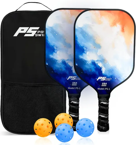 Vista 9 de Pickleball Paddles Set of 2 - USAPA Approved Fiberglass Pickleball Paddles Set with 2 with SRT Pro Polymer Honeycomb Core, 4 High-Performance