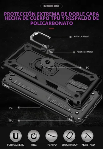 Vista 4 de Funda para Xiaomi POCO X3 NFC /X3 Pro con protector de pantalla, armadura de protección militar híbrida resistente a prueba de golpes, funda Negro
