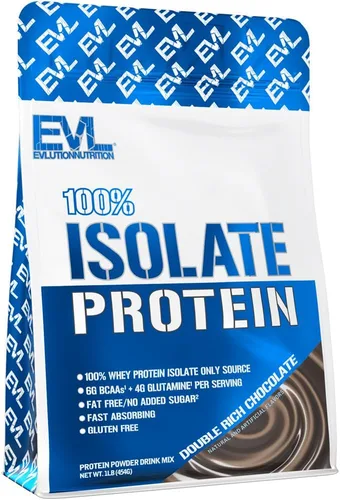 Vista 4 de Evlution Nutrition 100% aislado, proteína aislada de suero en polvo, 0.88 oz de proteína de absorción rápida, sin azúcar añadido, baja en Chocolate