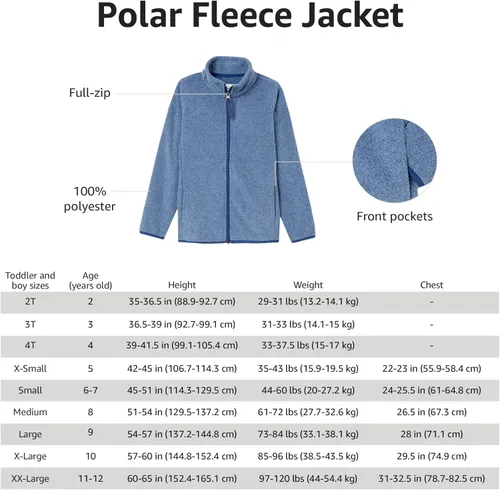 Vista 5 de Tienda Essentials Boys and Toddlers' Polar Fleece Full-Zip Mock Jacket