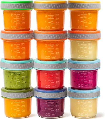 Vista 11 de Tronco Frascos de cristal para almacenamiento de alimentos con tapas (4 onzas, paquete de 8) – Comida para bebés, leche materna, bocadillos, puré