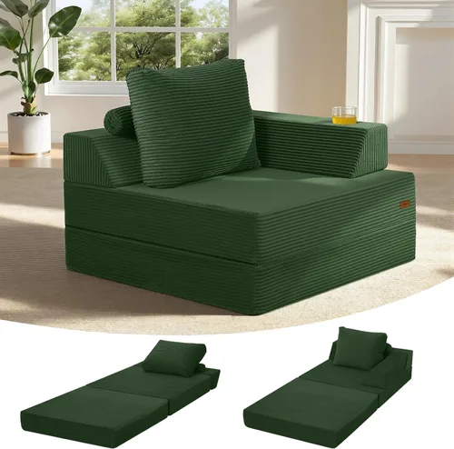 Vista 25 de COMAX Sofá cama futón de 3 plazas, sofá cama convertible de 106 pulgadas para sala de estar, sofá cama plegable 4 en 1 sin hueso, sofá de pana