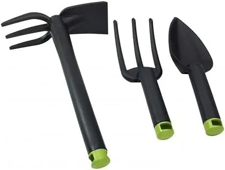 Juego de herramientas de mano de jardín de 3 piezas - Kit de jardinería - Cultivador, paleta de mano, azada y cultivador de mano, herramientas de