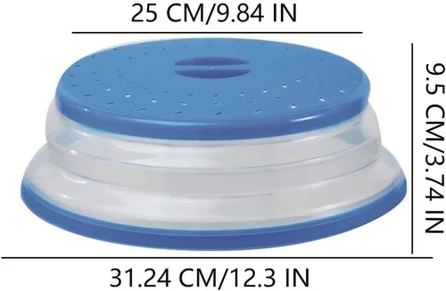Vista 30 de Cubierta plegable para salpicaduras de microondas, cubierta de plato de microondas con ventilación de vapor, silicona y plástico sin BPA