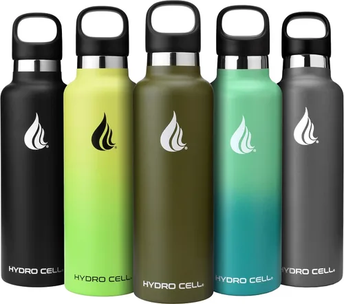 Vista 19 de HYDRO CELL Botella de agua de acero inoxidable con sorbete y 2 tapas estándar de boca (32 onzas, 24 onzas, 20 onzas, 16 onzas), mantiene