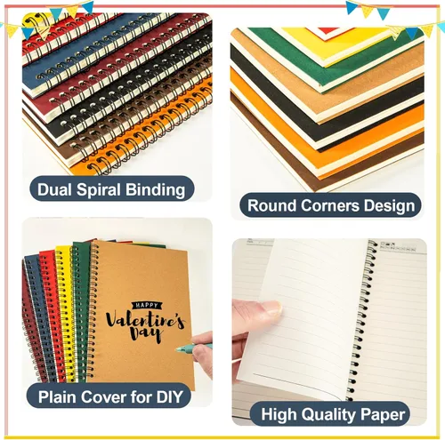 Vista 3 de Cuaderno de espiral a granel, 54 cuadernos A5, cuadernos en espiral de 8.3 x 5.5 pulgadas, cuaderno de espiral con rayas universitarias