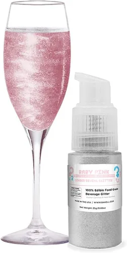 Brew Glitter - Bomba de purpurina comestible para bebidas, 1 x 0.98 oz (0.98 oz / 25 g) para cócteles, cervezas y bebidas (cambio de color rosa bebé)