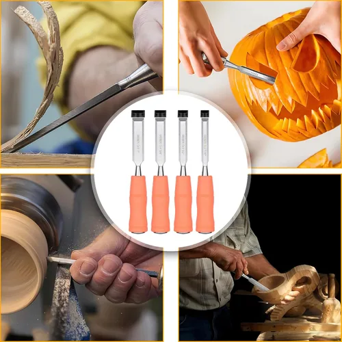 Vista 8 de GREBSTK Juego de 4 cinceles de madera CRV bisel de acero con bordes afilados con tapas de seguridad para carpintería y proyectos de bricolaje