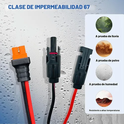 Vista 4 de Cable de extensión de carga solar a XT60i de 3 pies/6 pies/12 pies/25 pies/50 pies, conectores solares a adaptador XT60i para centrales eléctricas