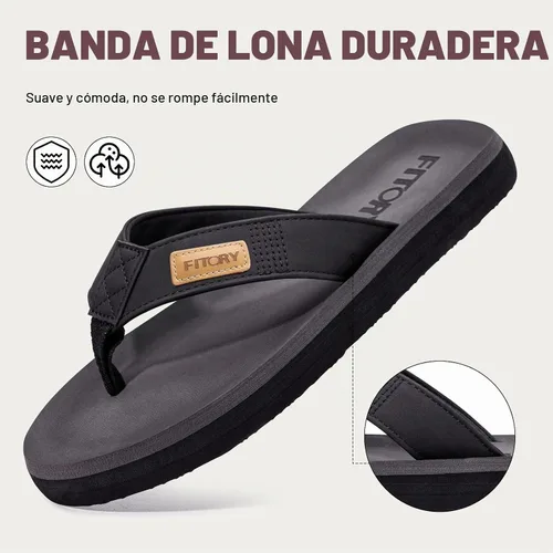 Vista 5 de Fitory - Sandalias de playa tipo flip-flops (de meter) para hombre, zapatillas cómodas Negro 2
