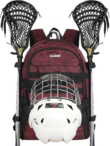 Vista 12 de Goloni Lacrosse - Mochila para equipo con dos palos y compartimento separado para tacos y bolsa de hockey sobre césped