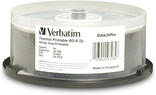 Contenedor circular de 10 unidades con discos Blu-ray Verbatim grabables (BD-R) de 25 GB de una sola capa con velocidad de grabación de 6x (97238)