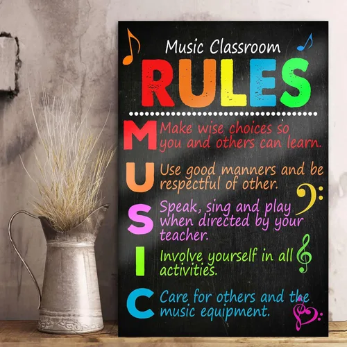 Vista 2 de Minitowz Pósteres de reglas de aula de música para elementos, tablón de anuncios, decoración de educación musical, decoración de escuela primaria