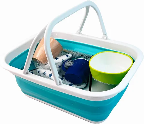 Vista 6 de SAMMART Cesta plegable de plástico para la ropa sucia de 25 litros (6.6 galones) y cesta plegable con asa de 9.2 L (2.37 galones)