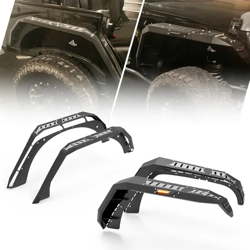 Vista 5 de Guardabarros WOLFSTORM para Wrangler JK 2007-2018 con luces LED DRL