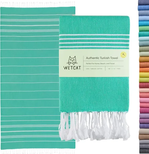 Vista 32 de WETCAT Toalla de playa turca de gran tamaño (38"x71") 100% algodón turco, fabricada en Turquía - sin arena, extragrande, ultrasuave, de secado