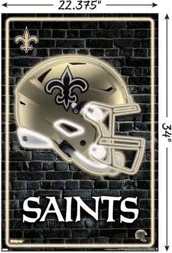 Vista 3 de Trends International NFL New Orleans Saints - Póster de pared con casco neón 23, 34 pulgadas de largo x 22.4 pulgadas, versión sin marco
