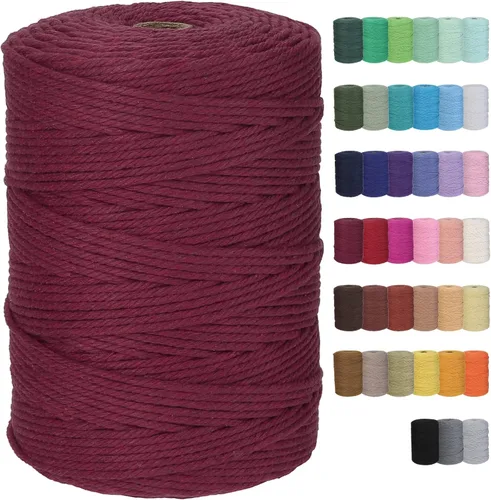 Vista 15 de Cuerda de macramé de algodón de 3 mm, 328 yardas, suministros de macramé de color natural, cuerda de algodón suave para colgar plantas, colgador