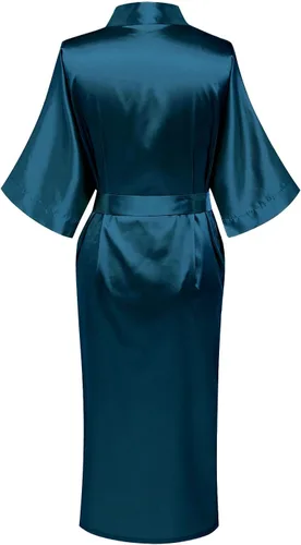 Vista 42 de Bata tipo kimono de satén para mujer, bata larga y sedosa para dama de honor, ropa de dormir para boda, fiesta, prepararse
