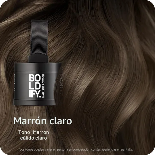 Vista 2 de BOLDIFY Polvo para la Línea del Cabello - Retoque de Raíces Color de Cabello para Cobertura de Canas - Polvo Capilar que Oculta la Calvicie