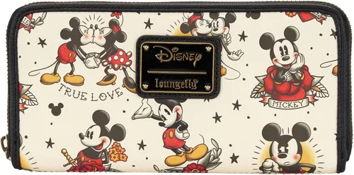 Loungefly Disney Mickey and Minnie Mouse Tattoo Art - Cartera de piel sintética Multi