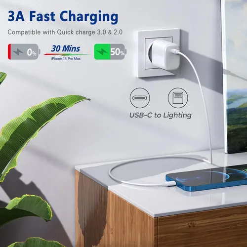 Vista 6 de Cable USB C a Lightning de 3 pies [certificado Apple MFi] Cargador rápido para iPhone tipo C a Lightning para iPhone 14 13 12 11 Pro Max Xr Xs 8 7 6