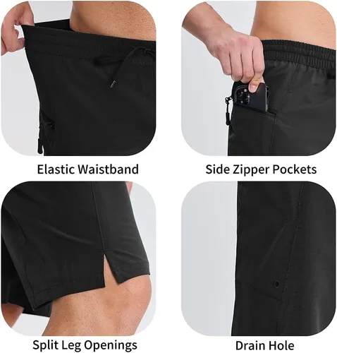 Vista 6 de STICKON Traje de baño para hombre, de secado rápido, con bolsillos con cremallera