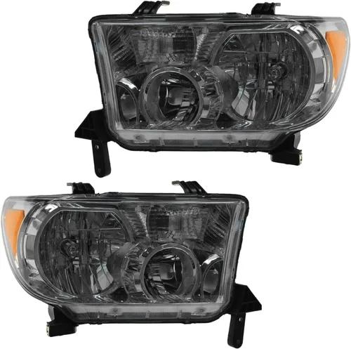 Vista 519 de TRQ Juego de Conjunto de Ensamble de Faros de 2 Piezas de Desempeño Halógeno con Marco Cromado Conductor y Lado del Pasajero Compatible con Mercedes