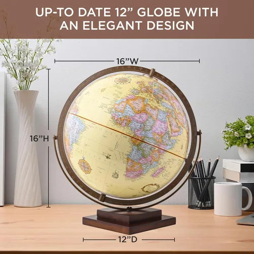 Vista 4 de Waypoint Geographic Revolution Globe - Globo de escritorio de 12 pulgadas de diámetro, movimiento giromático de giro completo, decorativo